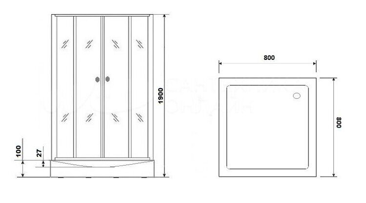 Душевая кабина Parly Frost FQ811B 80x80 с крышей, квадратная, с низким поддоном, матовое стекло, черный