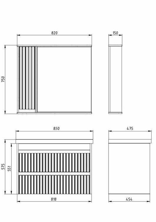 Зеркало Asb-mebel Мирано 85 с подсветкой, правое, слоновая кость/шиншилла серая