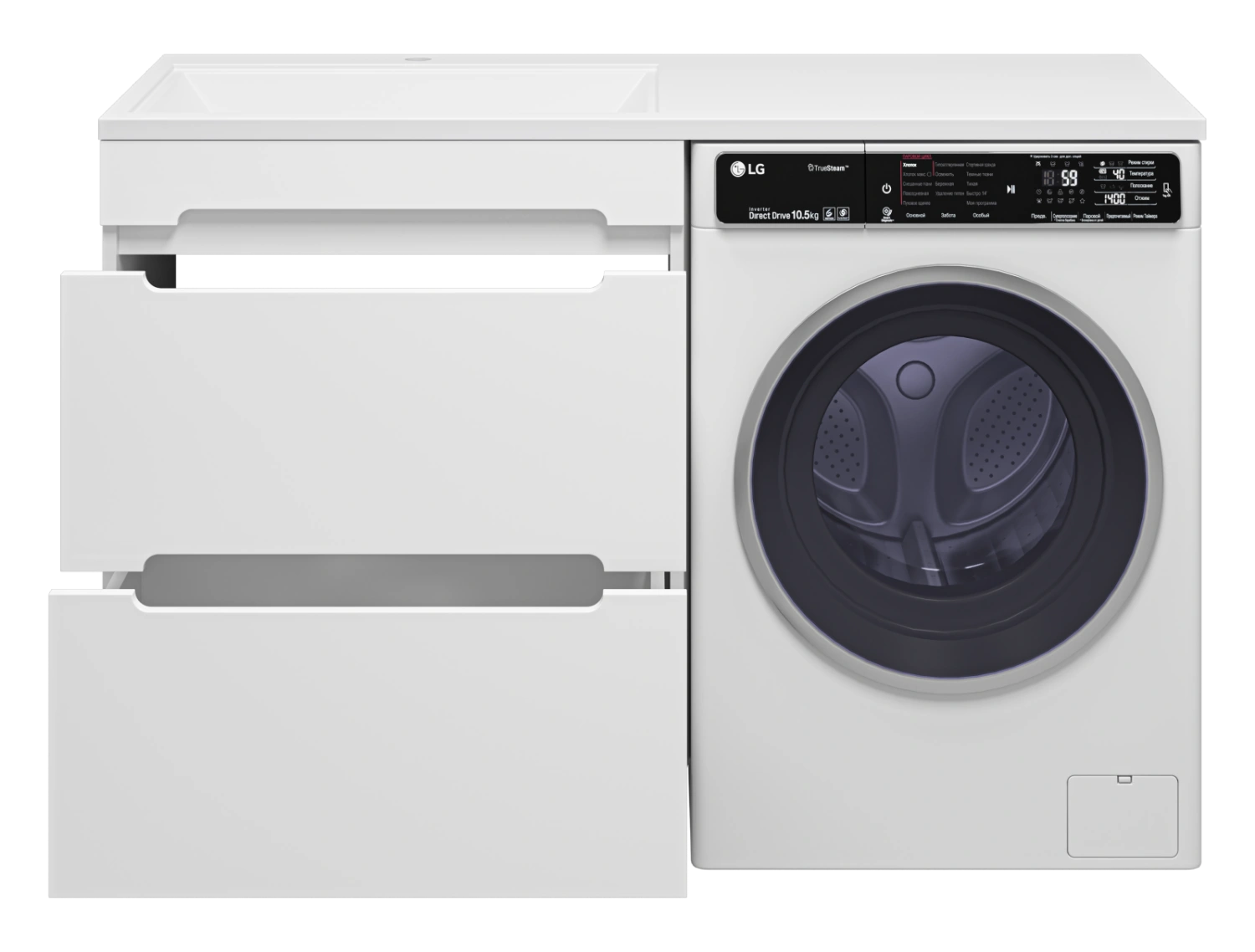 Тумба с раковиной Misty Байкал 70 под стиральную машину, с раковиной Misty Гавана 130 L, белый от магазина Vanna-Vanna.ru!