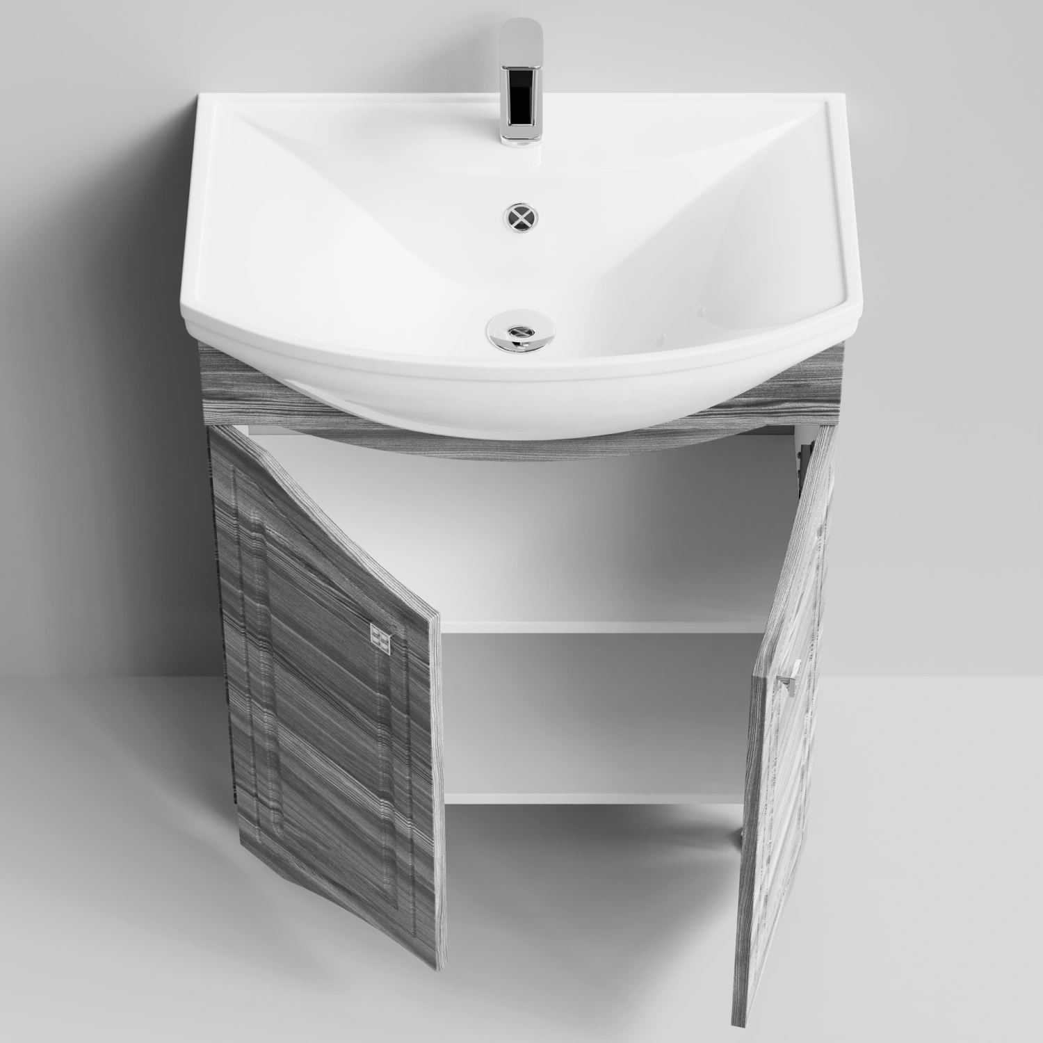 Тумба с раковиной Адам 65 напольная, Лиственница структурная контрастно-серая