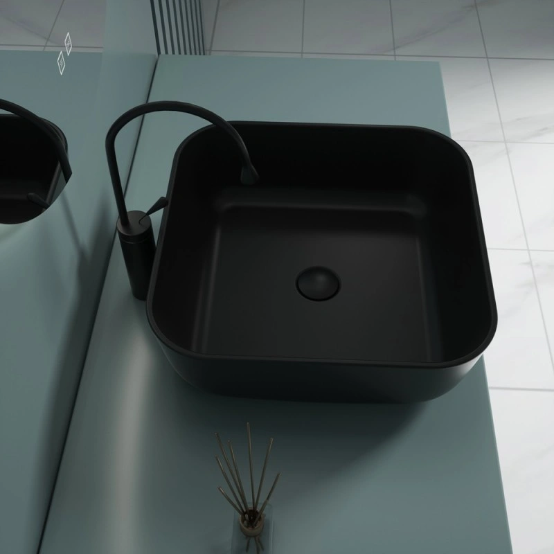 Раковина накладная Esbano ERCINA-N (matt black) 385x385x140 от магазина Vanna-Vanna.ru!