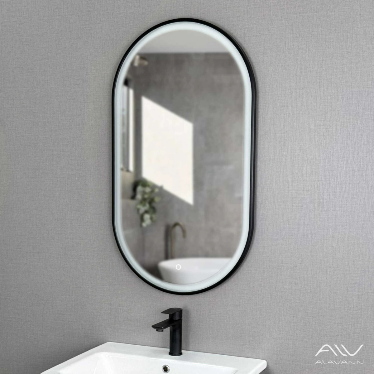 Зеркало Alavann Wave 52х90 Led подсветкой, сенсор от магазина Vanna-Vanna.ru!