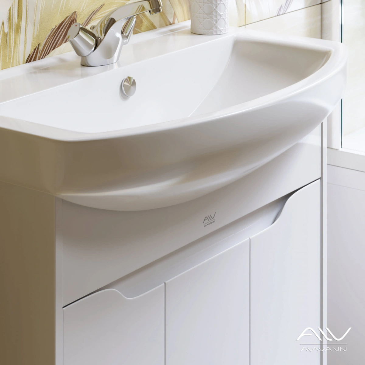 Мебель для ванной Alavann Crystal 75 комплект, напольный, белый от магазина Vanna-Vanna.ru!