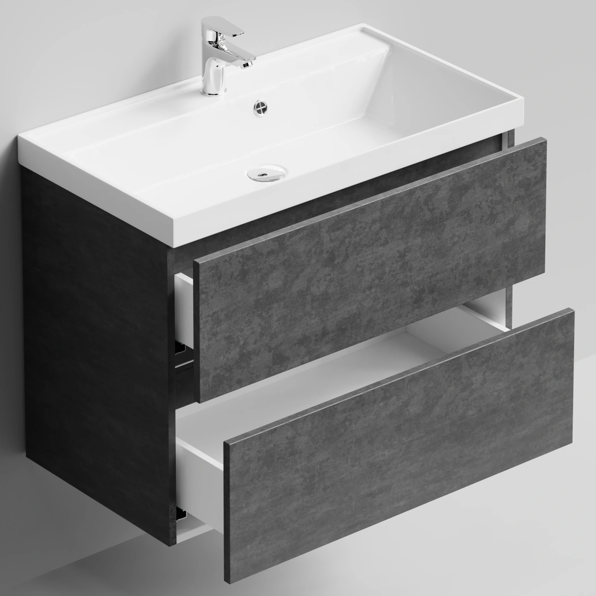 Тумба с раковиной Vod-ok Бест 80  подвесная, Серый камень от магазина Vanna-Vanna.ru!