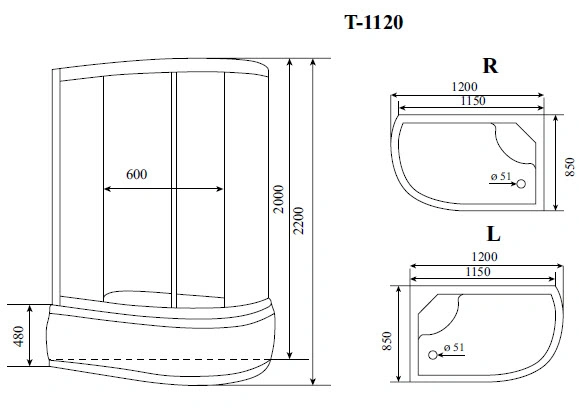Душевая кабина Timo Standart T-1120 L 120*85*220, турецкая баня хамам от магазина Vanna-Vanna.ru!