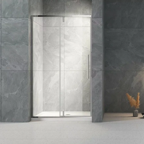 Душевая дверь Veconi VN34-110 в нишу, распашная, прозрачное стекло, хром от магазина Vanna-Vanna.ru!