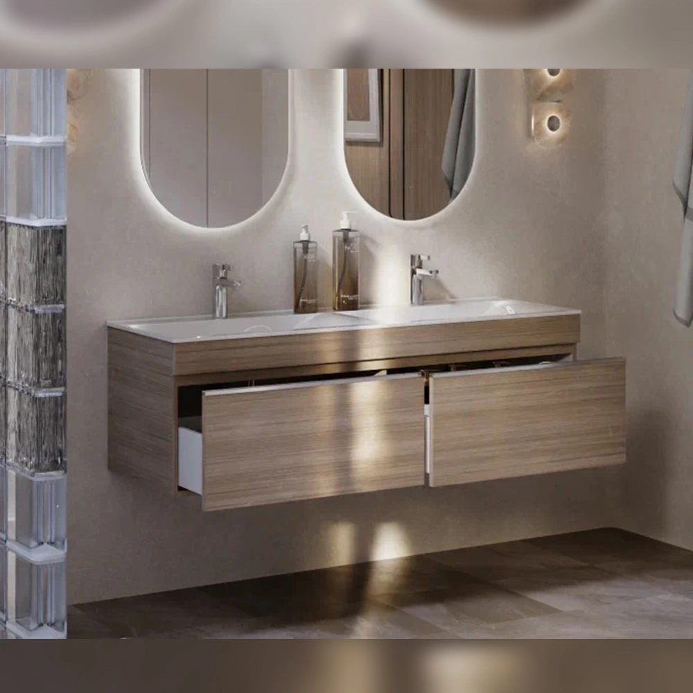 Тумба с раковиной подвесная Velvex Pulsus tp.PUL.PUL.140.2Y дуб сонома, 140 см от магазина Vanna-Vanna.ru!