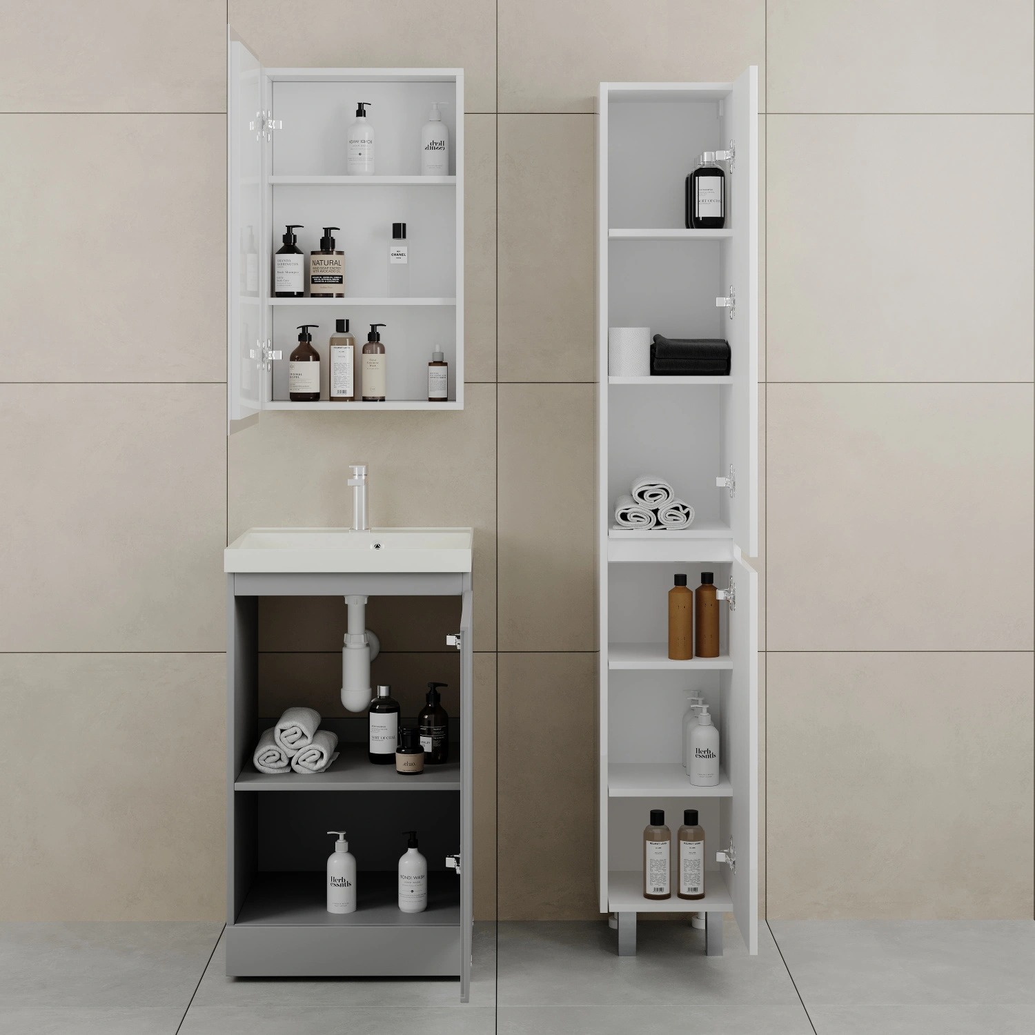Тумба напольная Style Line Батлер 50 с раковиной Asti 50 жасмин, антискрейтч серый от магазина Vanna-Vanna.ru!