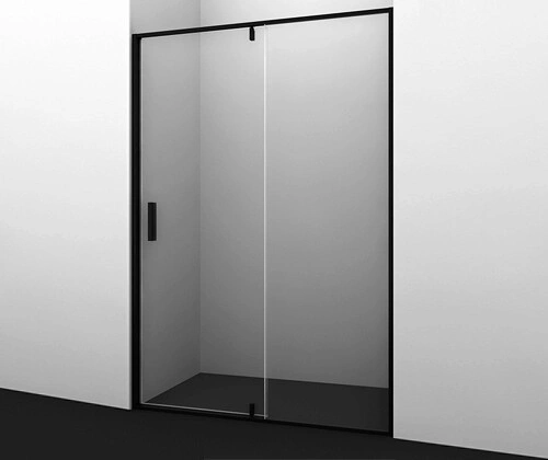 Душевая дверь Wasserkraft Elbe 74P12 в нишу, распашная, прозрачное стекло, черный