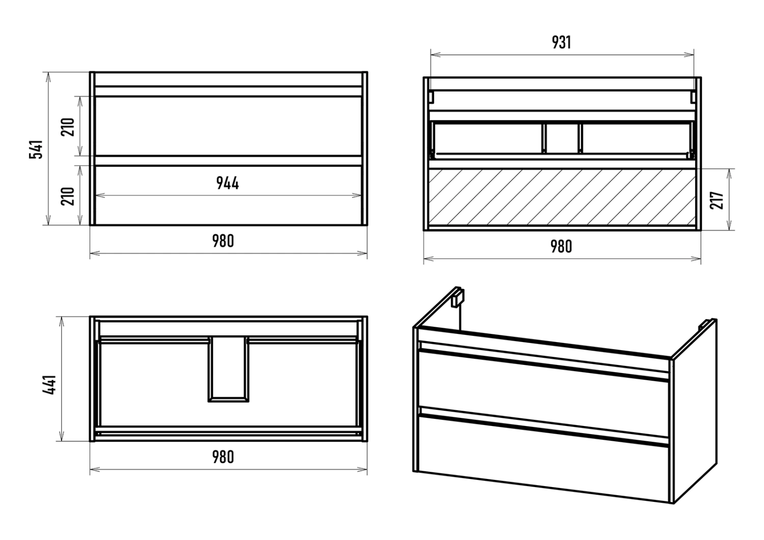 Тумба с раковиной Brevita Balaton 100 подвесная, белый/серый от магазина Vanna-Vanna.ru!