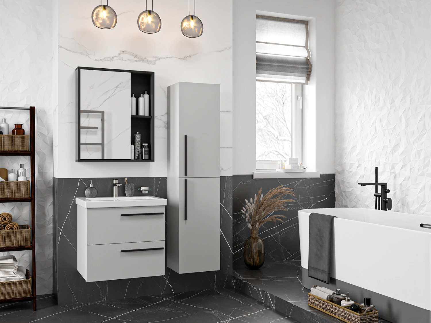 Зеркало-шкаф Misty Ненси 60 универсальный, антрацит от магазина Vanna-Vanna.ru!