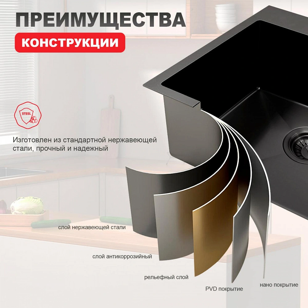 Кухонная мойка Raglo R700.5050.09, комплект, графит от магазина Vanna-Vanna.ru!