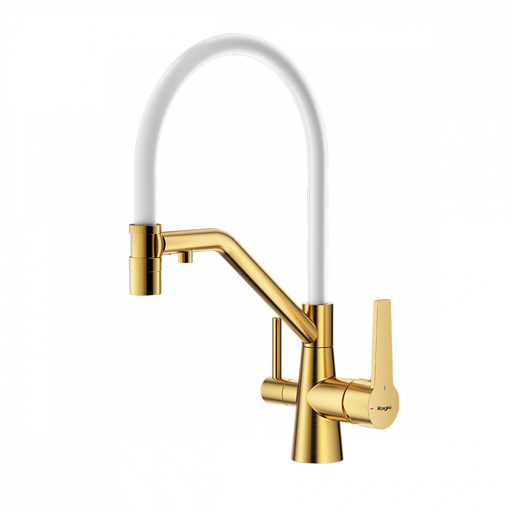 Смеситель для кухни с подключением фильтра Raglo R80.62.03, золотой сатин от магазина Vanna-Vanna.ru!