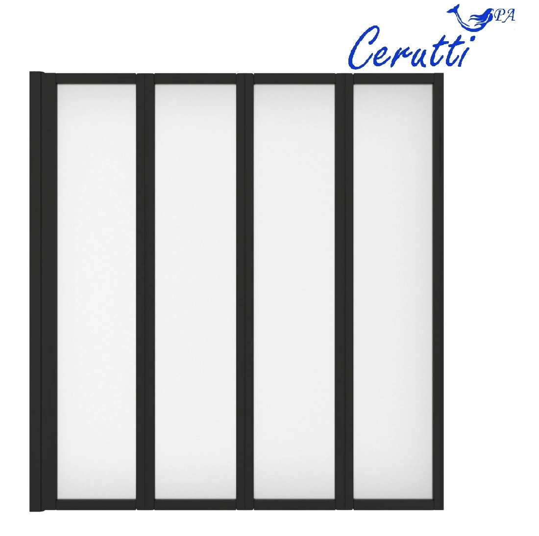 Стеклянная шторка Ceruttispa BOUNA-B 130х140 профиль черный от магазина Vanna-Vanna.ru!