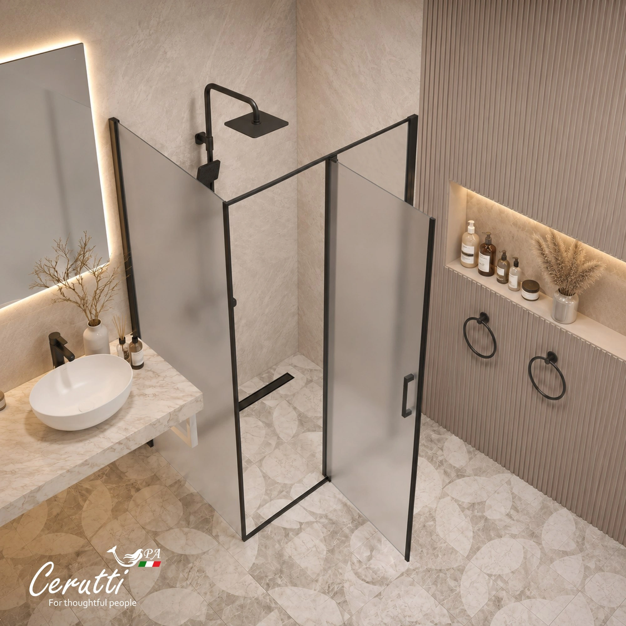 Душевой уголок Ceruttispa ATENA 120BF R без поддона (120x90x195) от магазина Vanna-Vanna.ru!
