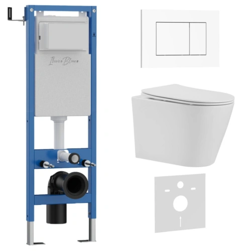 Комплект 3в1 IBERICA BLANCA инсталляция SILENCIO MINI, унитаз BURGOS ALTO белый, кнопка смыва ESTI-S белый глянцевый (IB.001M.BRA.231.855) от магазина Vanna-Vanna.ru!
