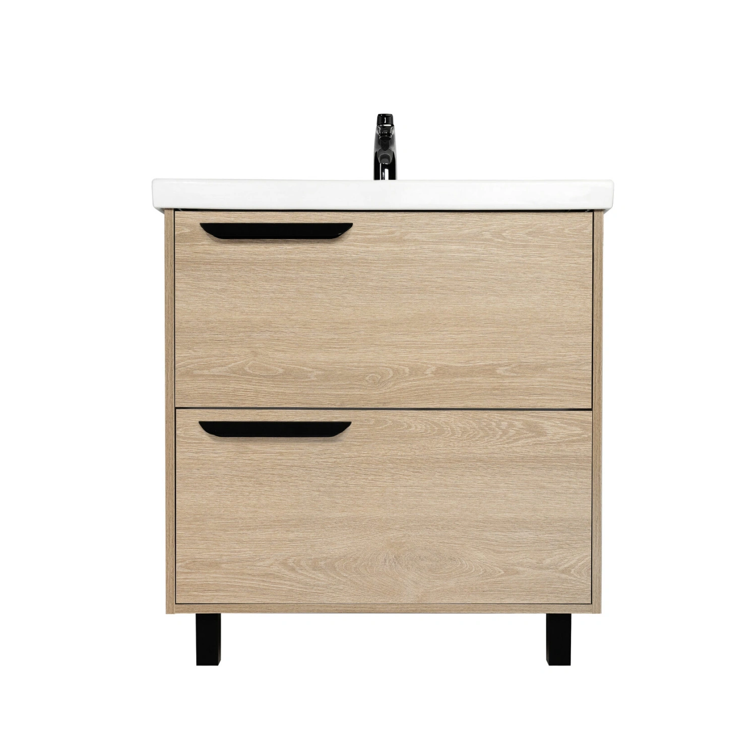 Тумба напольная Viant Кельн 80 с раковиной Фостер 80, два ящика, светлое дерево