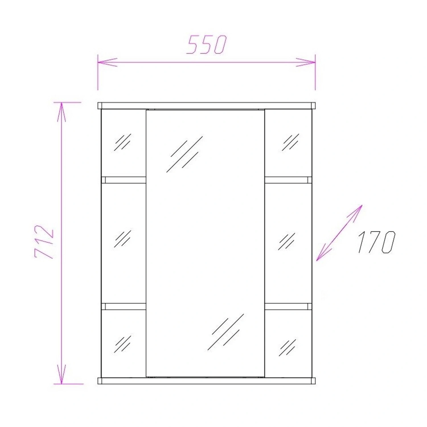 Зеркало-шкаф Onika Глория 55.00 L/R универсальное, белый