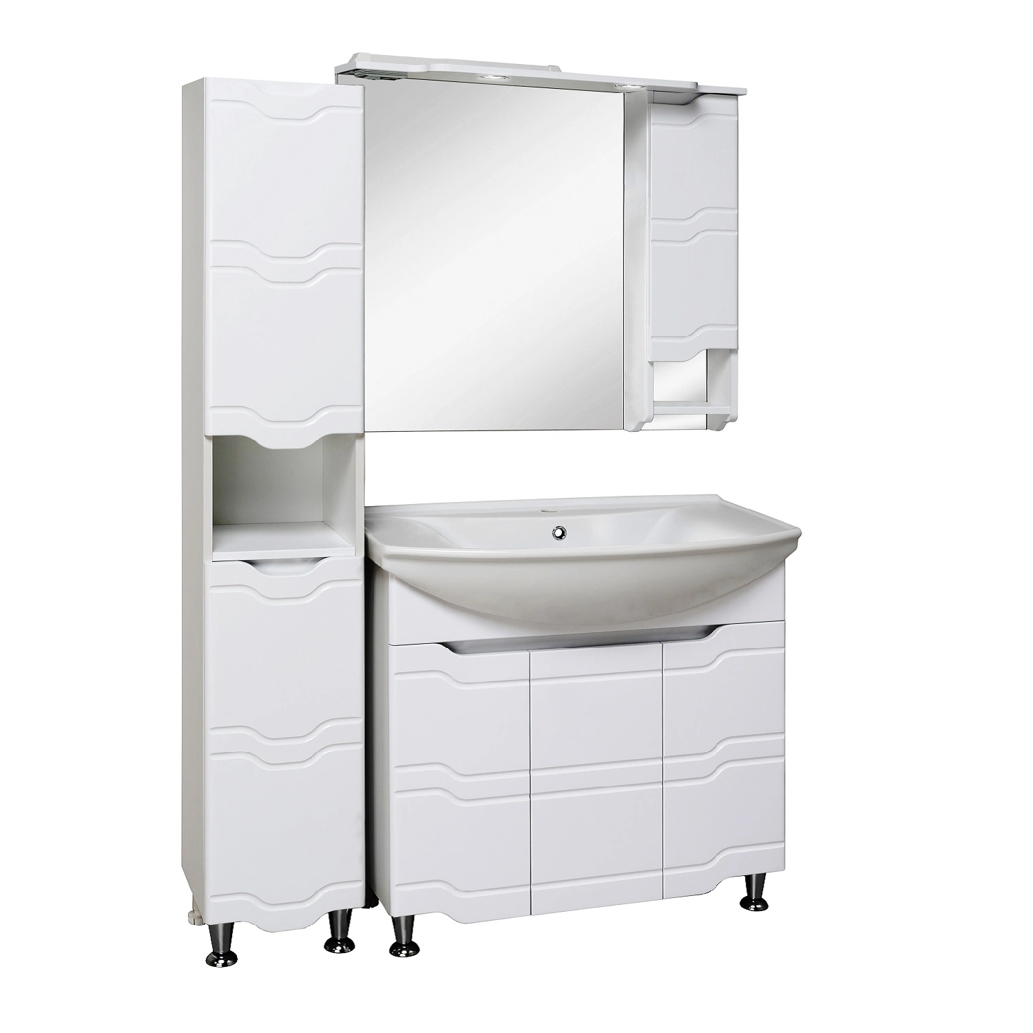 Зеркало со шкафчиком Runo Стиль 85 R, белый от магазина Vanna-Vanna.ru!