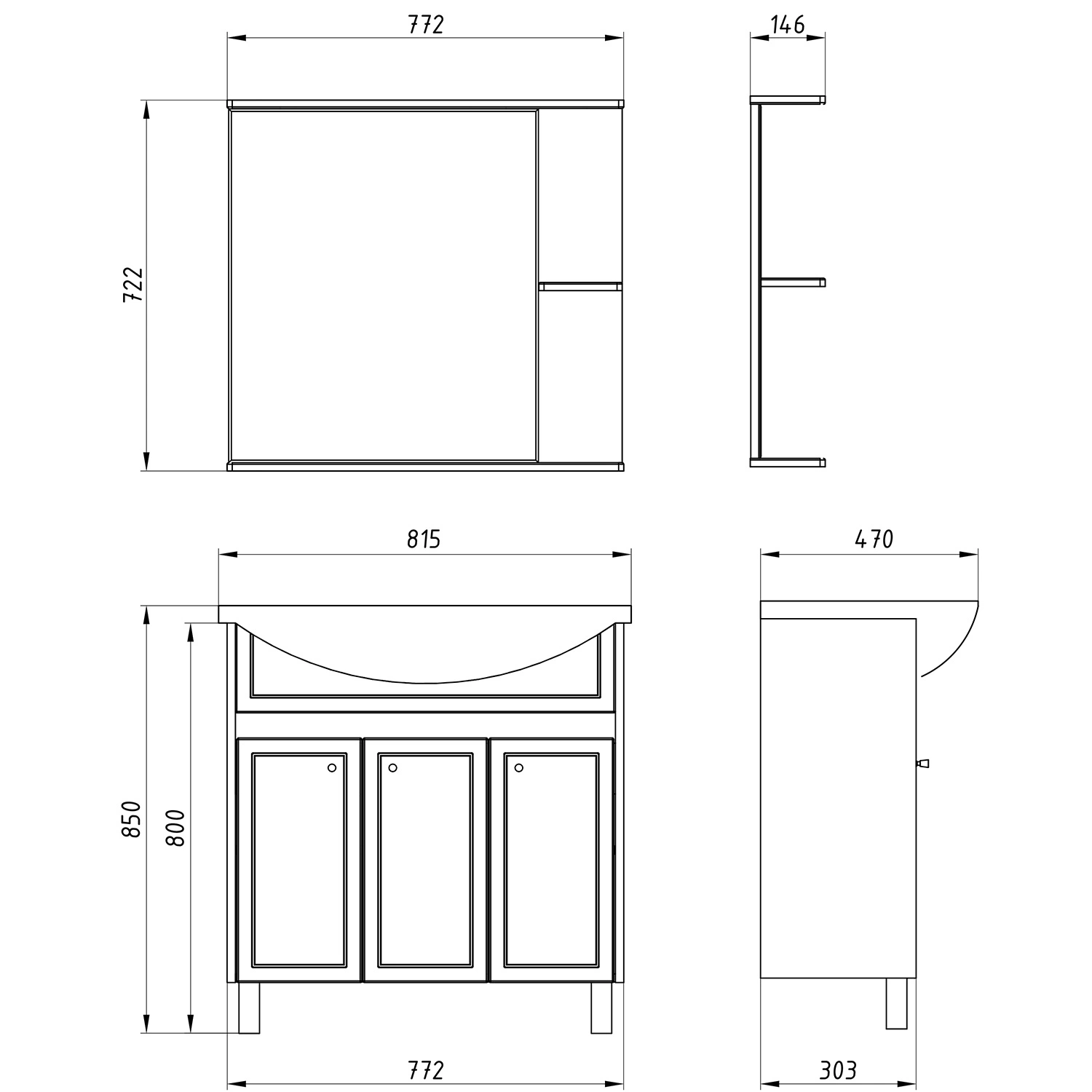 Мебель для ванной Асб-мебель Альпина 80 комплект, напольный, белый/дуб золотой от магазина Vanna-Vanna.ru!