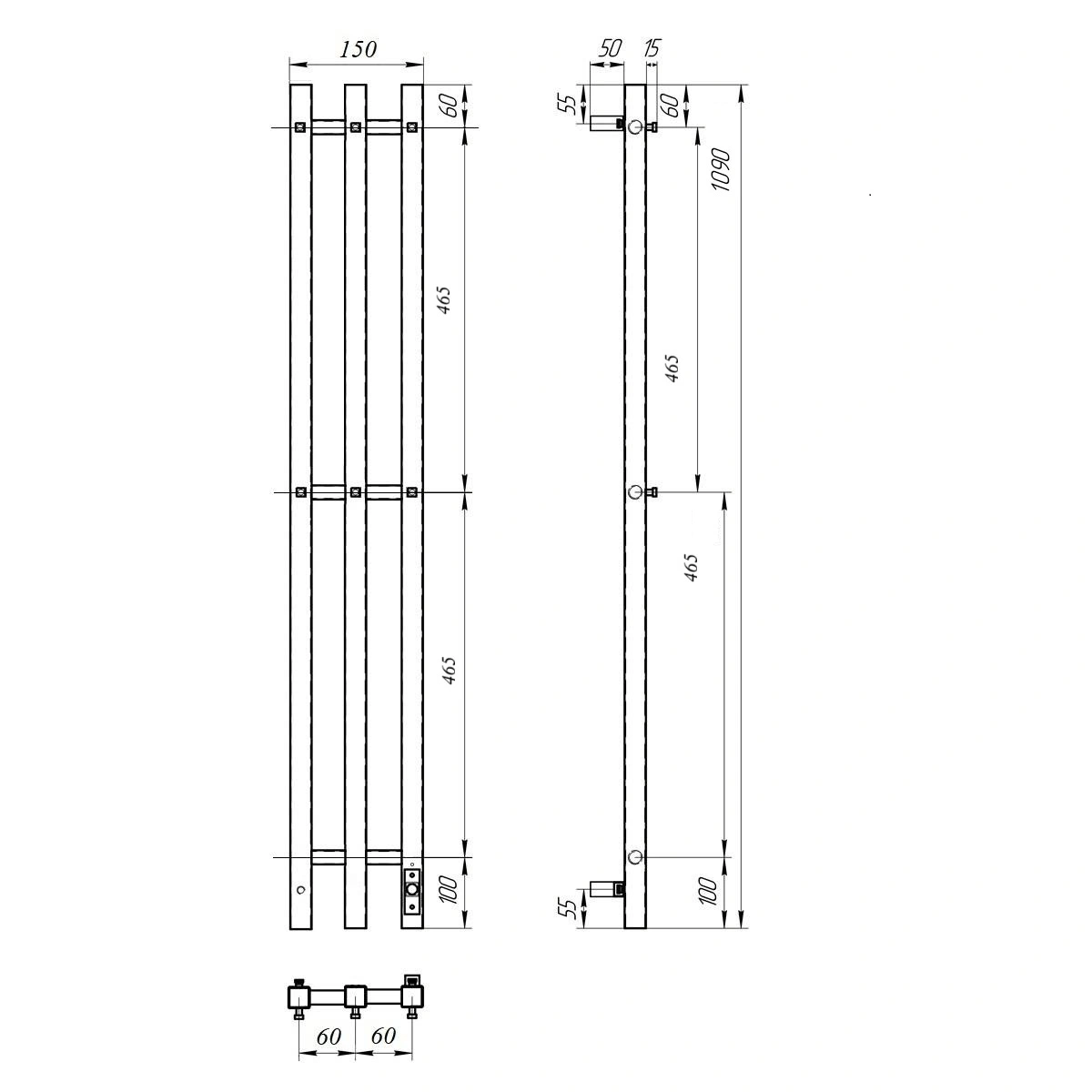 Полотенцесушитель электрический APEXTERMO Sirius SR10112GL 1100x120 с крючками, золотой матовый от магазина Vanna-Vanna.ru!