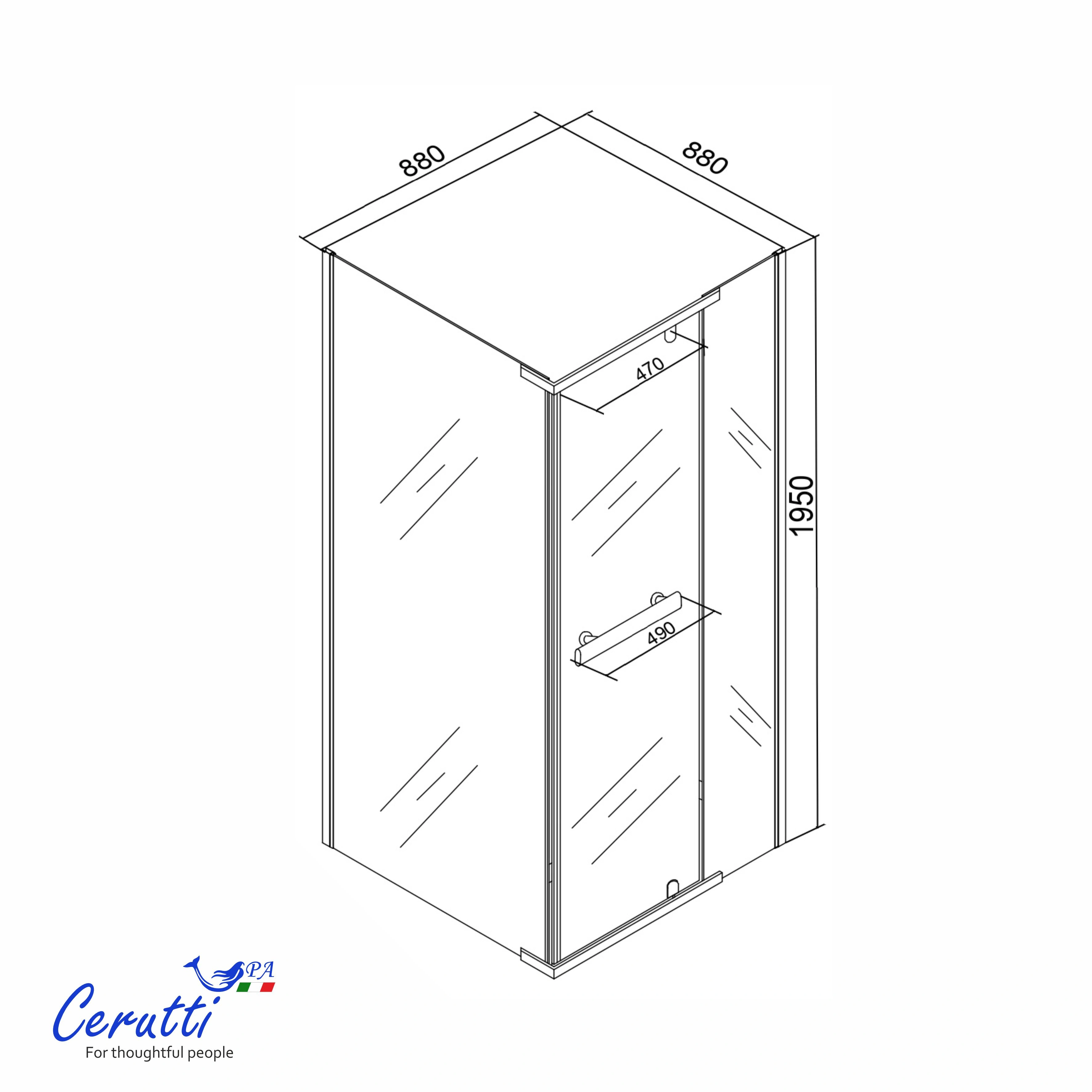 Душевое ограждение Ceruttispa МИМИ (MIMI) ZQ91BF (90x90x195) от магазина Vanna-Vanna.ru!