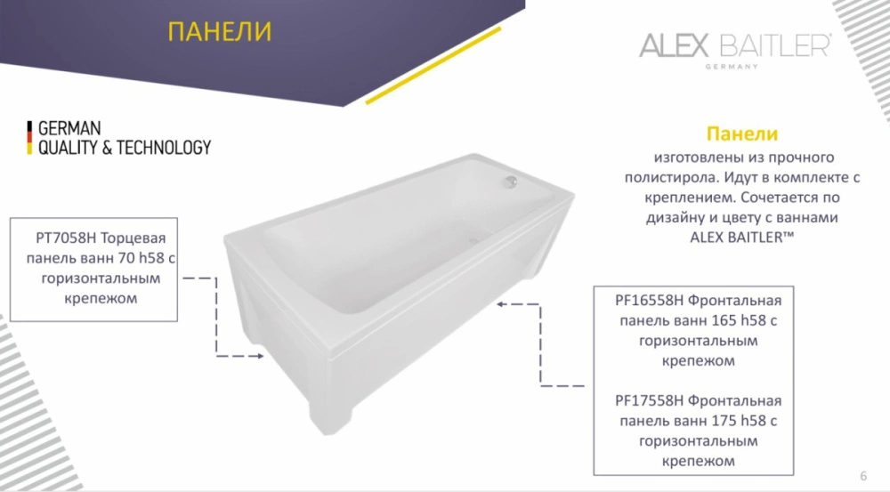 Ванна акриловая Alex Baitler Onega 165x70 от магазина Vanna-Vanna.ru!