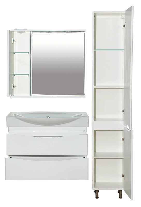 Зеркало со шкафчиком Misty Элвис 85 L, белый от магазина Vanna-Vanna.ru!