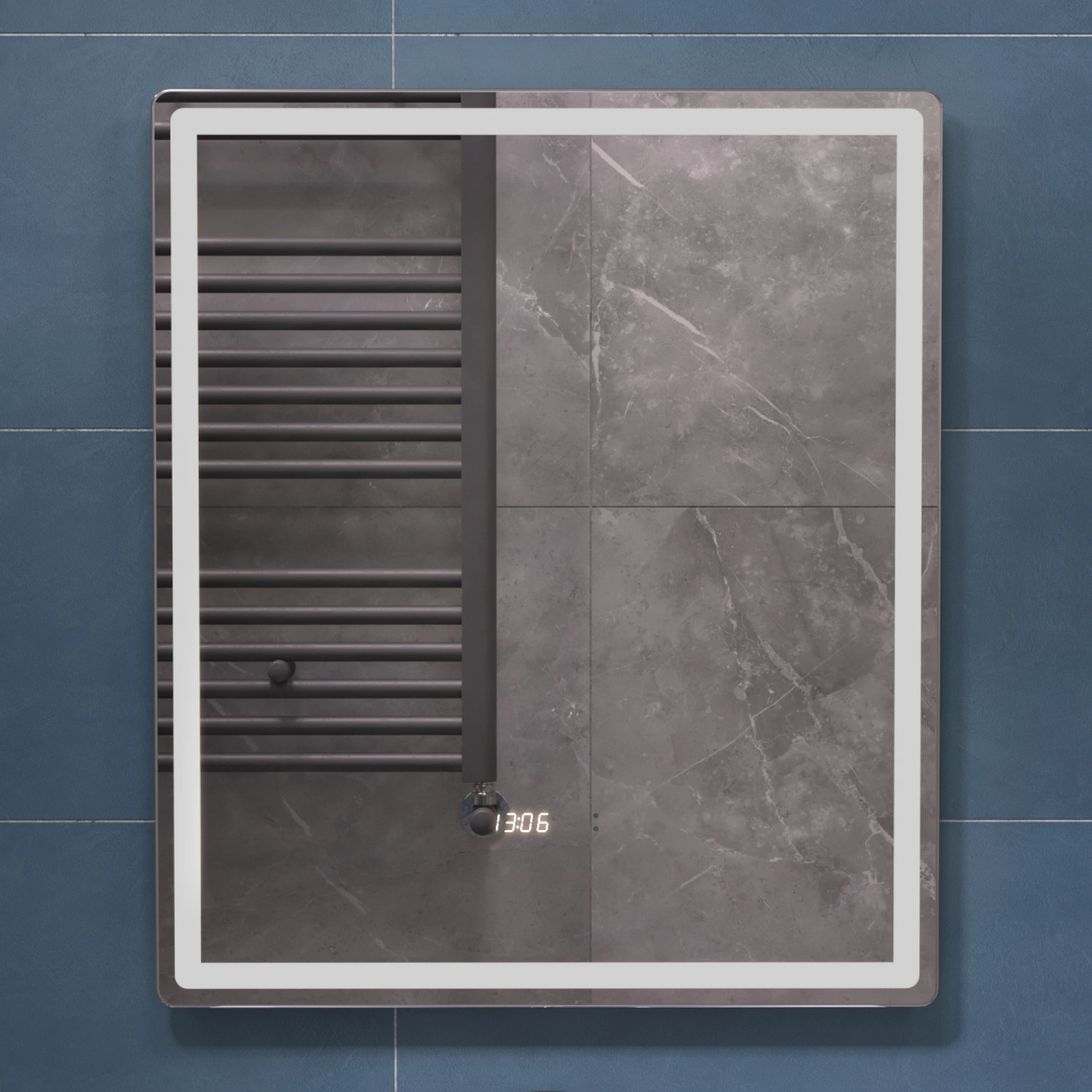 Зеркало Vigo Geometry Luxe 600 свет, сенсор, часы, антизапотевание от магазина Vanna-Vanna.ru!