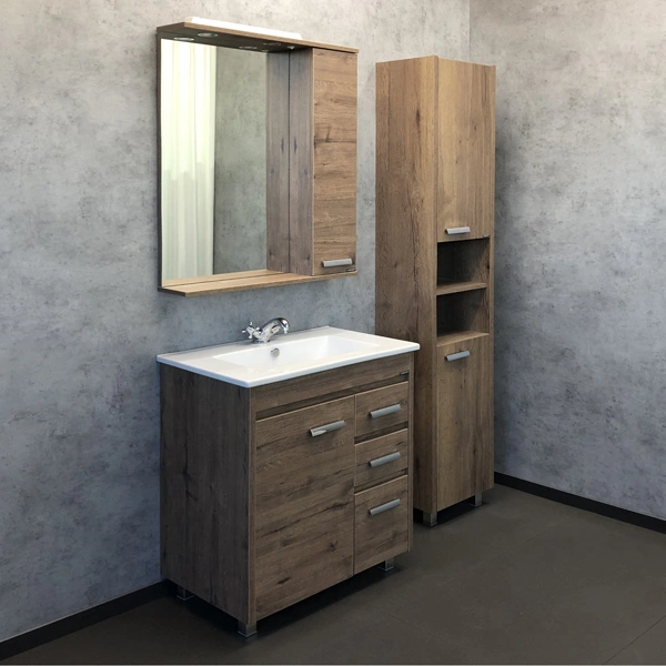 Тумба напольная Comforty Марио-75 дуб темный с раковиной Квадро 75 от магазина Vanna-Vanna.ru!