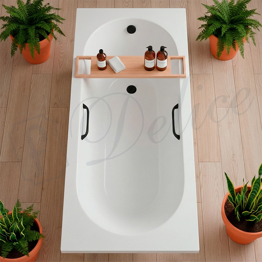 Ванна из литьевого мрамора Delice Bravo 160х70 матовая с черными ручками DLR330033RB-M от магазина Vanna-Vanna.ru!