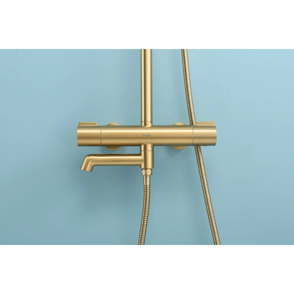 Душевая система с термостатом Raglo R20.26.03, сатин золотой от магазина Vanna-Vanna.ru!