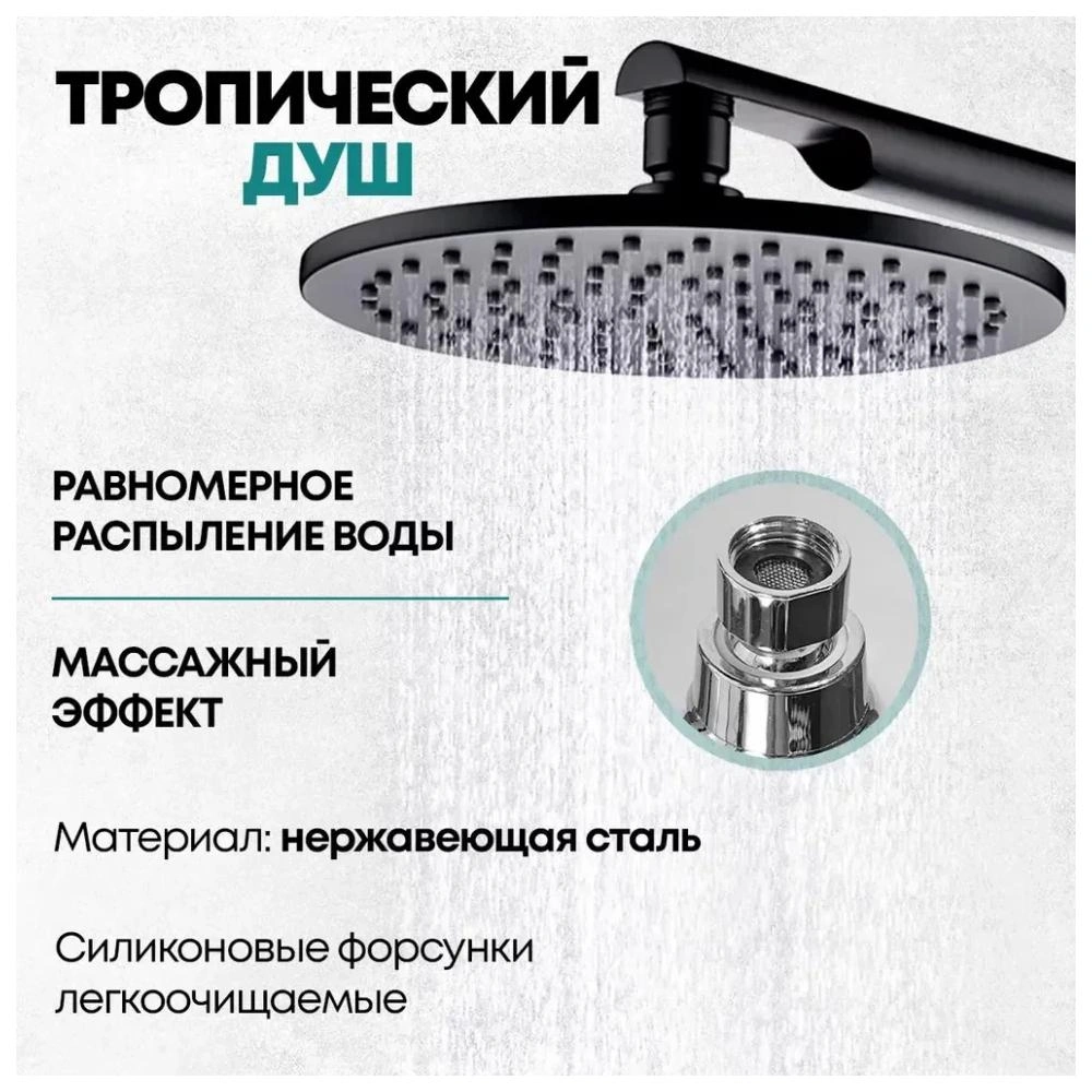 Душевая система встраиваемая (без излива) Grocenberg GB5090BL, черный от магазина Vanna-Vanna.ru!