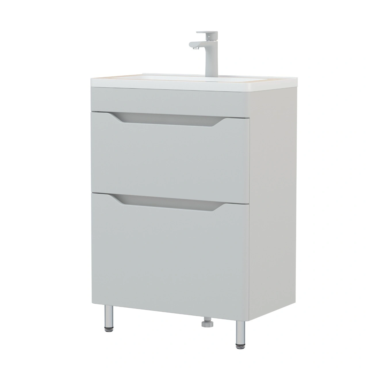 Тумба напольная Corozo Бирма 60 Z2, серый, с раковиной Modul Slim 60 от магазина Vanna-Vanna.ru!
