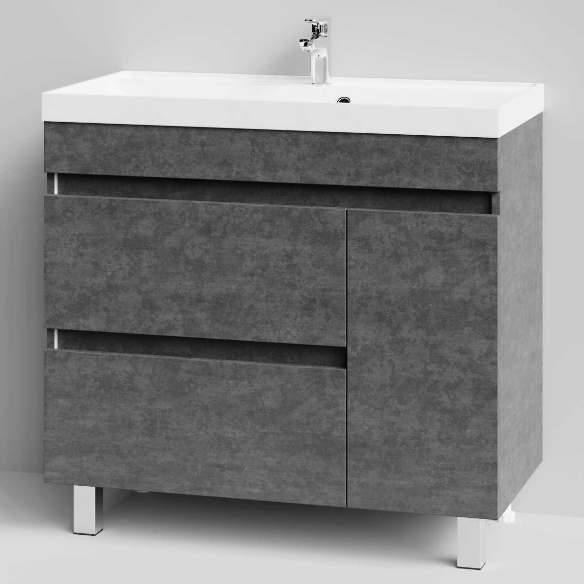 Тумба с раковиной Vod-ok Бест 90 правая дверь, напольная, Серый камень от магазина Vanna-Vanna.ru!