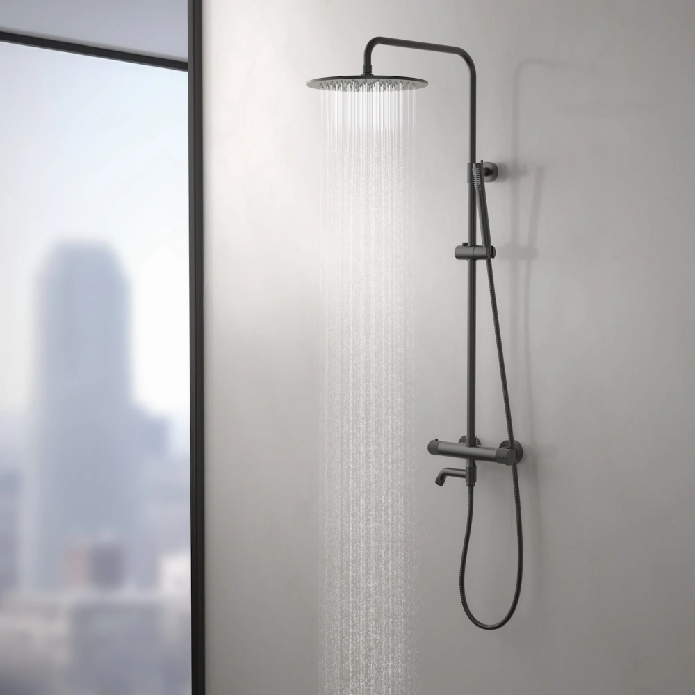 Душевая система с термостатом Timo Saona SX-2380/18 черное золото от магазина Vanna-Vanna.ru!