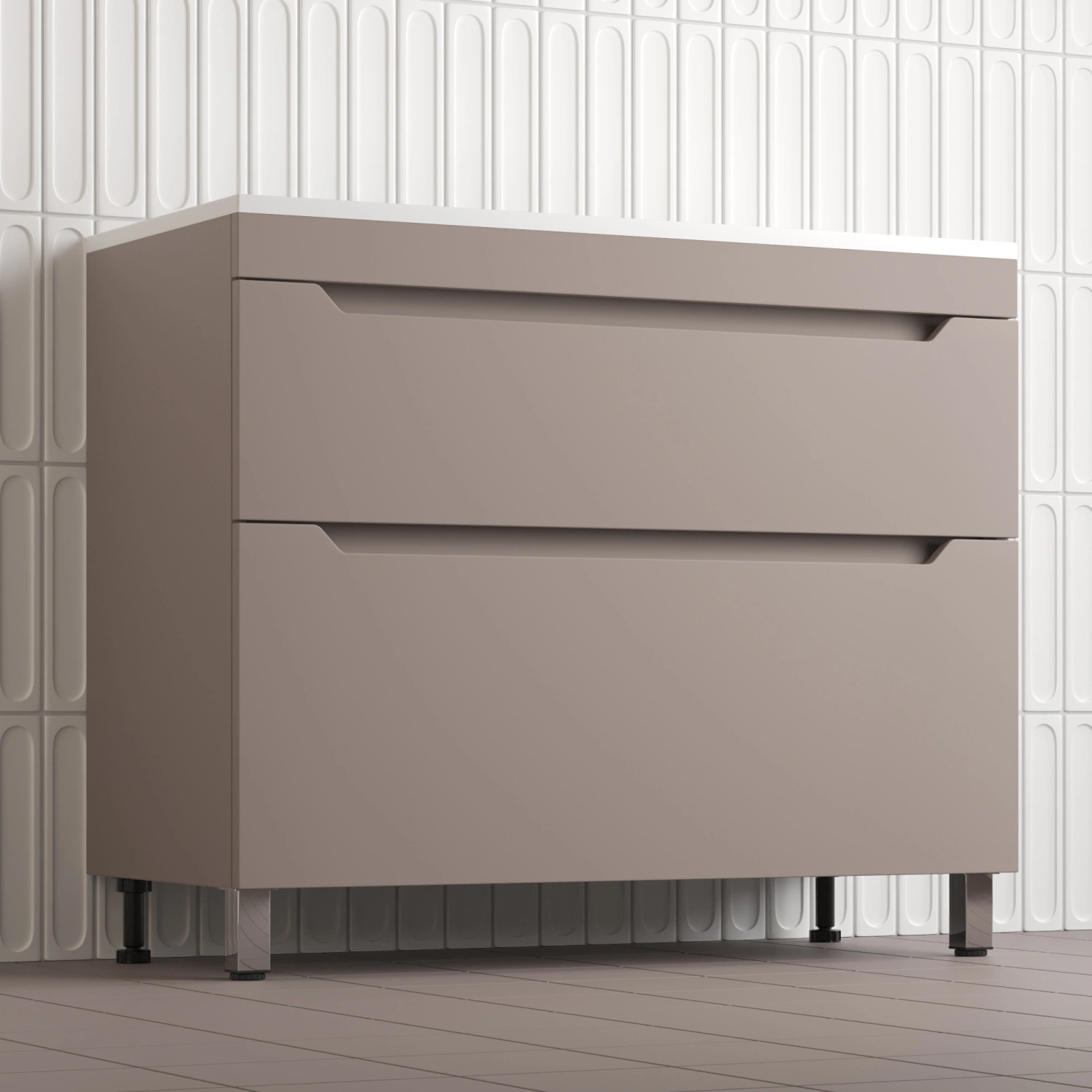 Тумба напольная Style Line Остин 100 с раковиной Фортуна 100 тауп темный