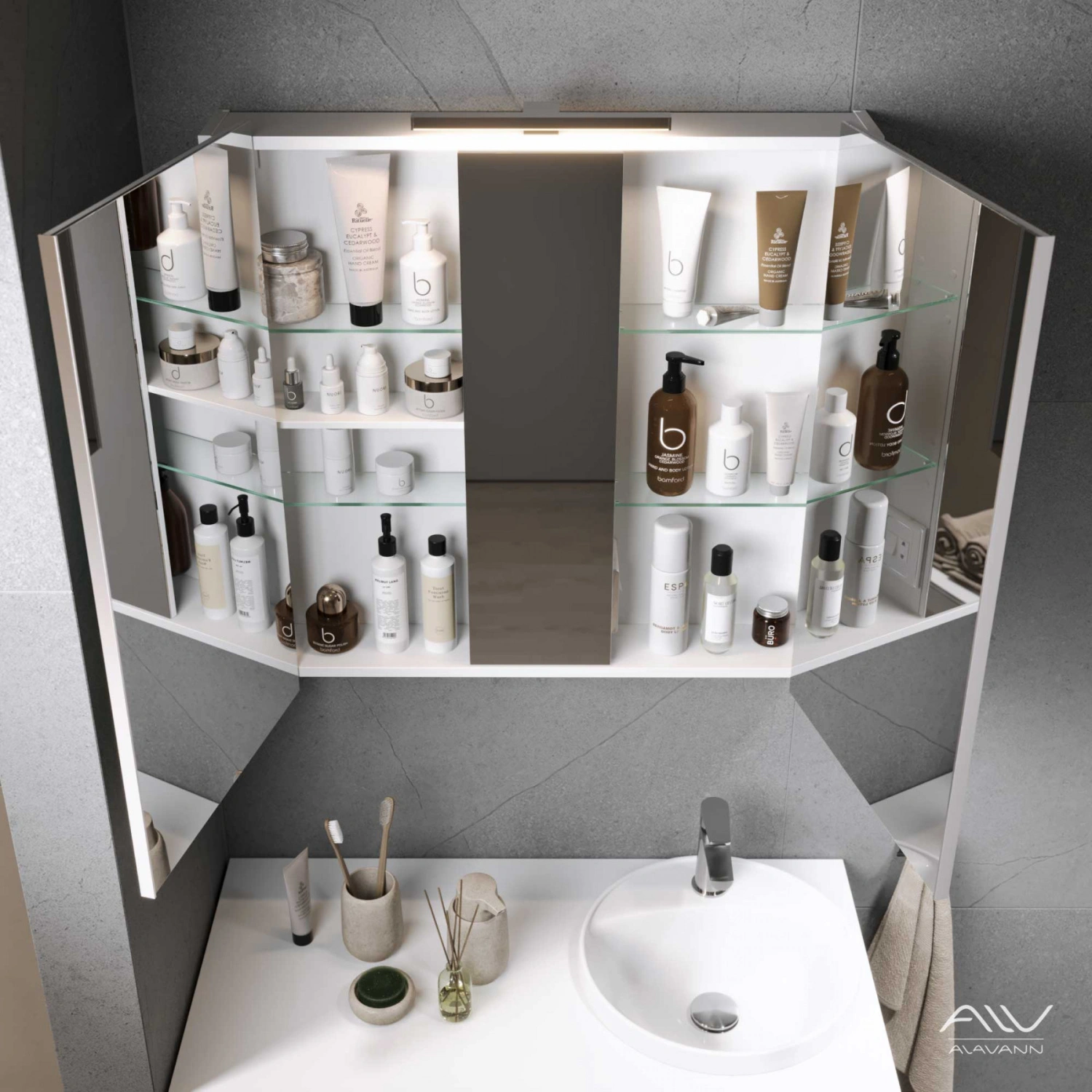 Зеркало-шкаф Alavann Cosmetic 90 с приближением, трюмо от магазина Vanna-Vanna.ru!