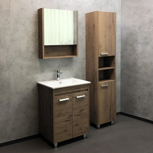 Тумба напольная Comforty Марио-60 дуб темный с раковиной Квадро 60 от магазина Vanna-Vanna.ru!