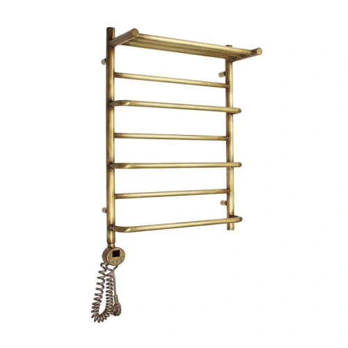 Полотенцесушитель электрический Domoterm Орфей с полкой П7 500x700 АБР EL, левый, античная бронза