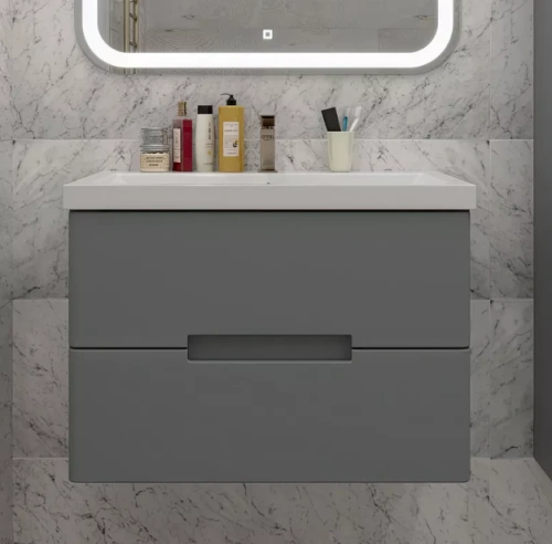 Тумба подвесная SanStar Noche 70 с раковиной Грейс 70 Графит софт