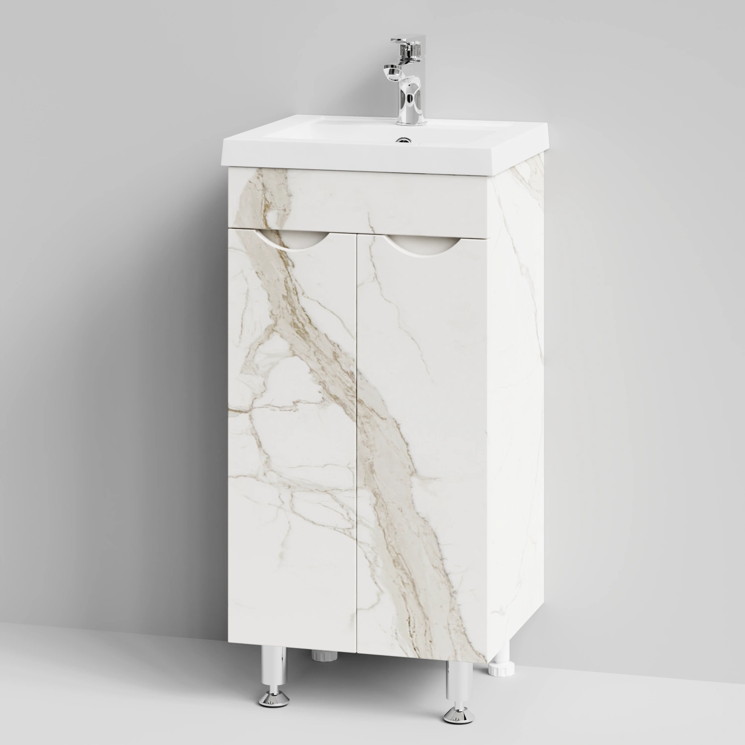 Тумба с раковиной Vod-ok Смайл 40 напольная, Мрамор Белый натур милк от магазина Vanna-Vanna.ru!