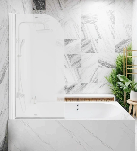 Стеклянная шторка Parly F04F 130x75 профиль белый от магазина Vanna-Vanna.ru!