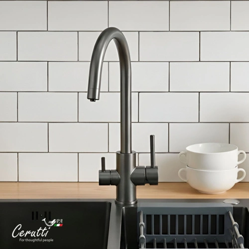Cмеситель для кухни Ceruttispa Аниэлло GG (ANIELLO GG) из нержавеющей стали, цвет графит от магазина Vanna-Vanna.ru!