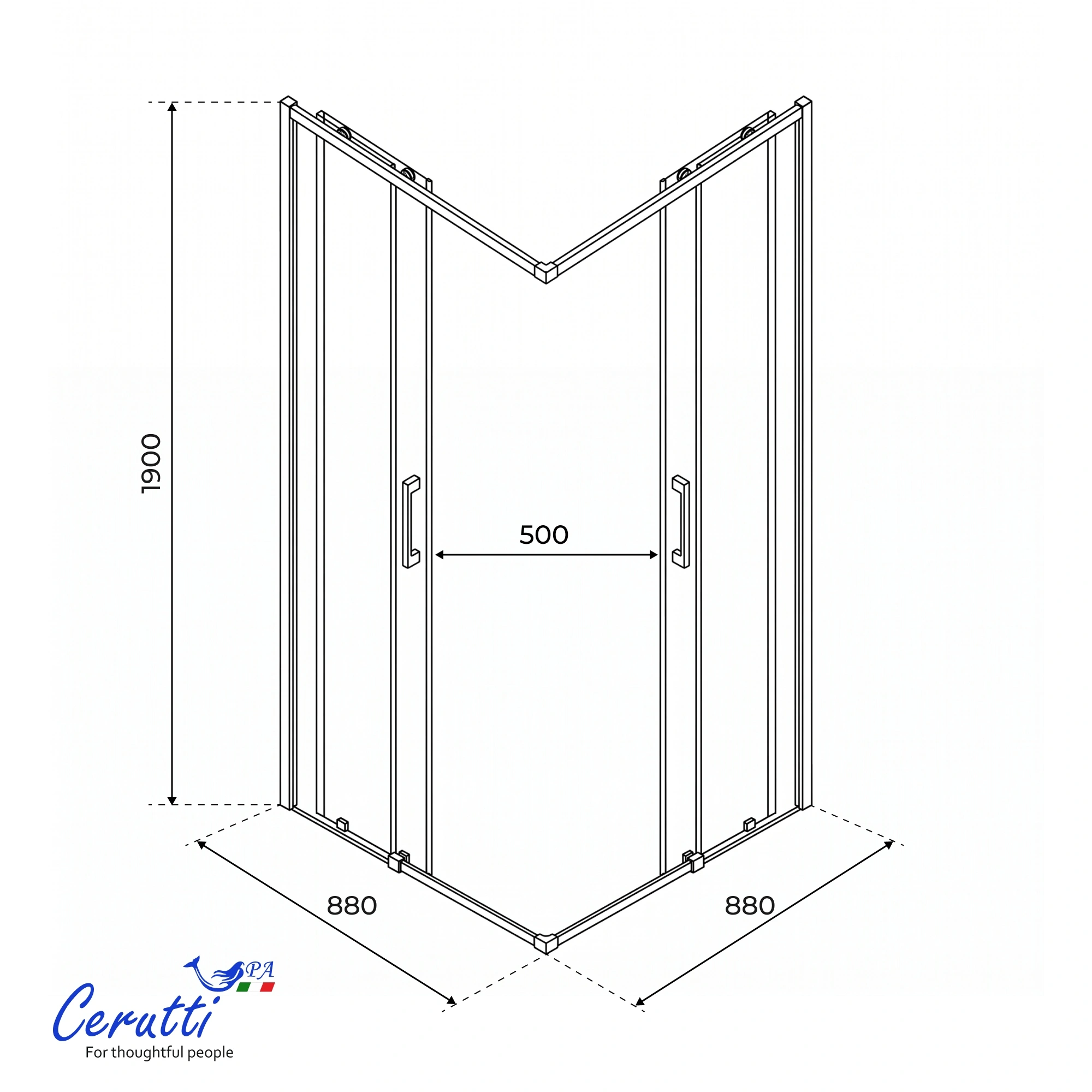 Душевой уголок Ceruttispa SANTA 90B без поддона (90x90x190) от магазина Vanna-Vanna.ru!
