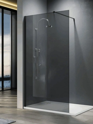 Душевая перегородка Parly T80G 80 см, профиль матовый черный, стекло тонированное от магазина Vanna-Vanna.ru!
