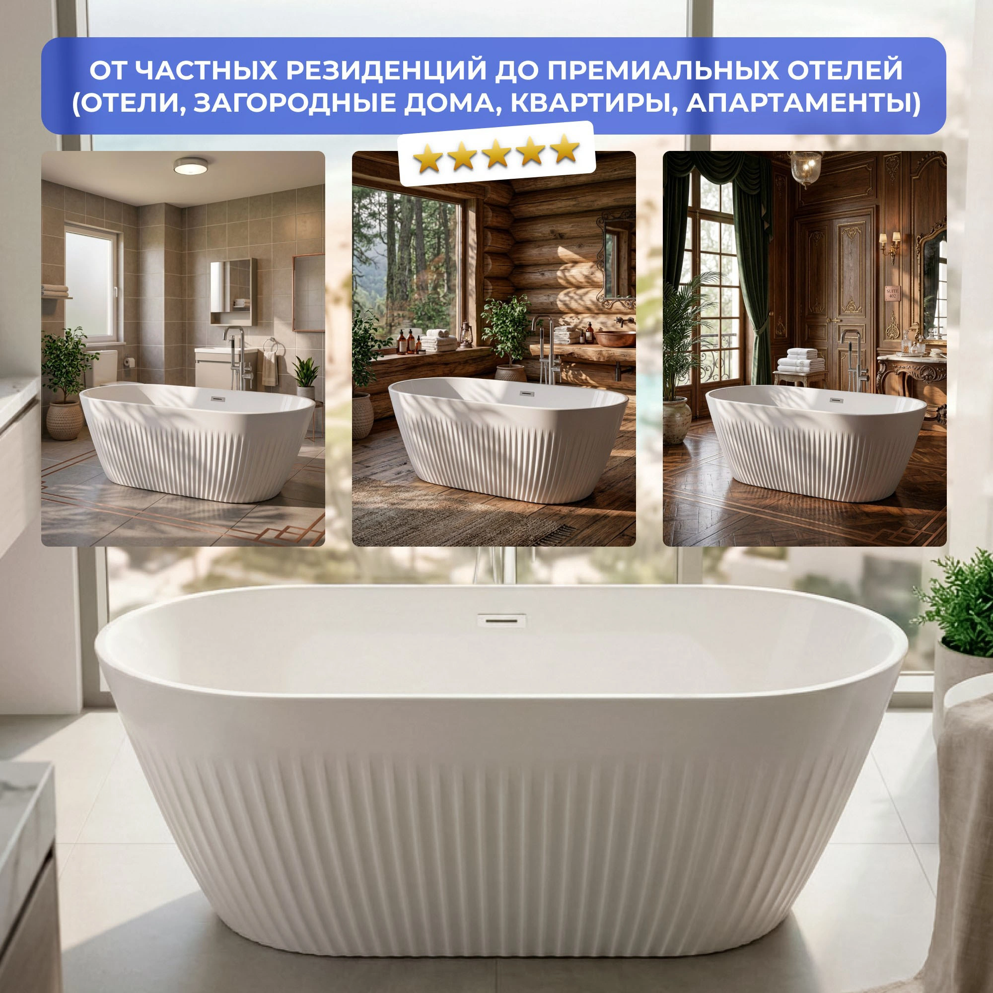 Ванна акриловая Ceruttispa АВАТР (AVATR) CT12267 отдельностоящая, 170 белая, со сливом-переливом (1700x750x560) от магазина Vanna-Vanna.ru!