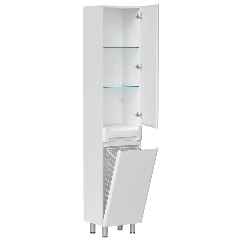 Пенал EQUIL Nice 40 напольный с корзиной L/R белый от магазина Vanna-Vanna.ru!