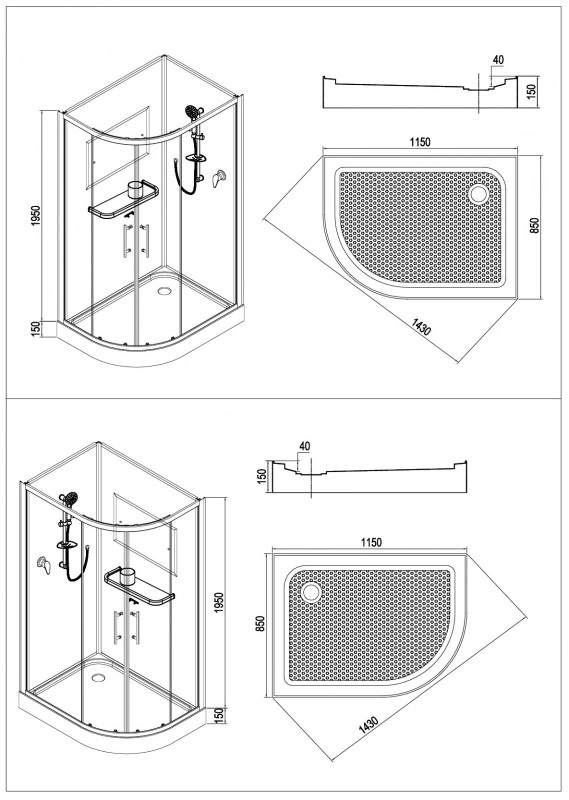 Душевая кабина Esbano EST-115CR(Left) 85х115х210 от магазина Vanna-Vanna.ru!