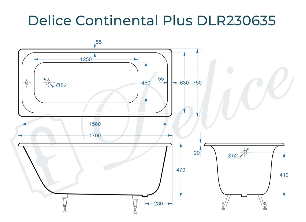 Ванна чугунная Delice Continental PLUS 170х75 DLR230635 от магазина Vanna-Vanna.ru!